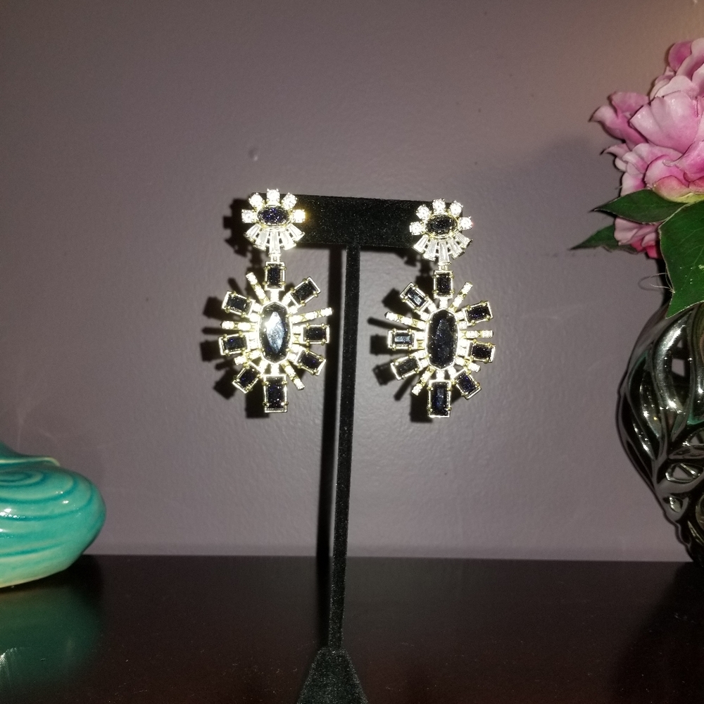 Kendra Scott Statement Earrings Blue Sandstone - Picture 8 of 8